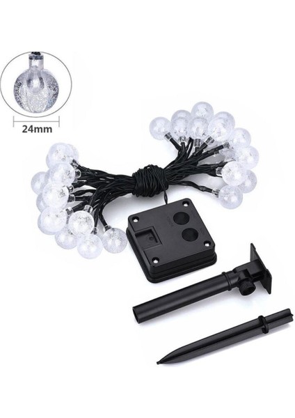 Teknoloji Kristal 8 Modlu Güneş Enerjili 6 Metre 30 LED Sarı Bahçe Teras Parti Balkon Süsü Aydınlatma Lambası fırsatları