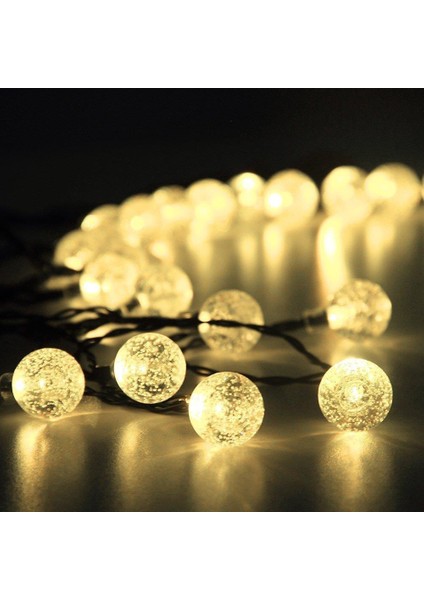 Teknoloji Kristal 8 Modlu Güneş Enerjili 6 Metre 30 LED Sarı Bahçe Teras Parti Balkon Süsü Aydınlatma Lambası indirimleri