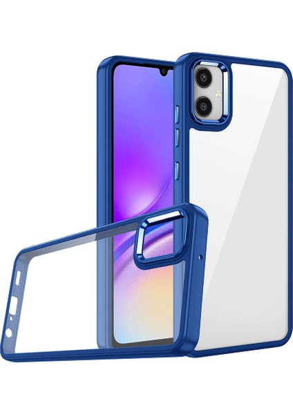 Case World Samsung Galaxy A05 Kapak Metal Kamera Korumalı Arkası Şeffaf Silikon Kılıf - Mavi