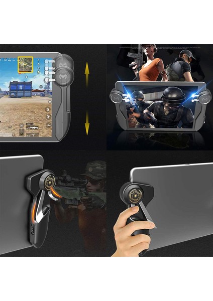 iPad Tablet Için 2 Adet Oyun Joystick Tetik Kolu 6 Parmak L1R1 Pubg Mobile Ateş Tetiği Kolu Memo