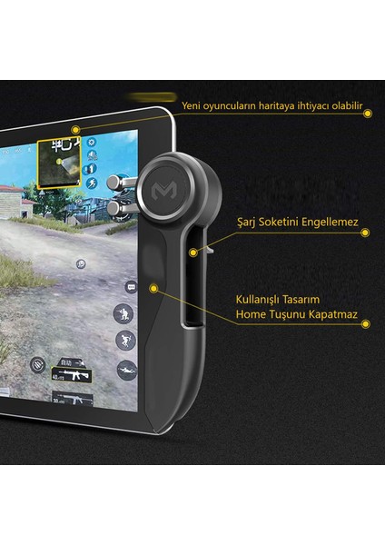 iPad Tablet Için 2 Adet Oyun Joystick Tetik Kolu 6 Parmak L1R1 Pubg Mobile Ateş Tetiği Kolu Memo