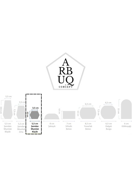 ARBUQ Concept Küçük Boy Yeşil Beton Şamdan Mumluk-4,5 cm