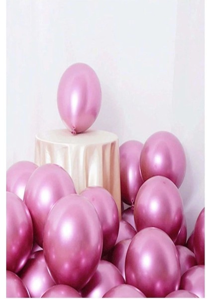 Doğum Günü Bride Bekarlığa Veda Partisi Balonu Pembe renkli Krom Balon 10 Adet