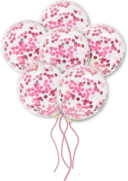 Pembe Konfetili Şeffaf Balon Seti 10 Adet