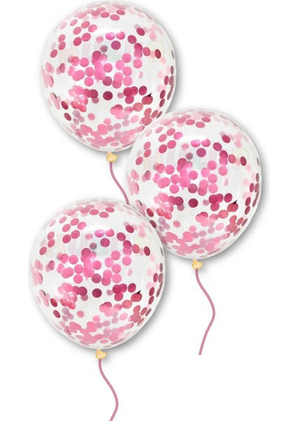Pembe Konfetili Şeffaf Balon Seti 10 Adet modelleri
