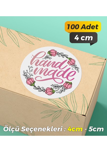 Sticker Design Made With Love Ambalaj Kargo Hediye Paketleme Etiketi Model 17 100 Adet 4 cm