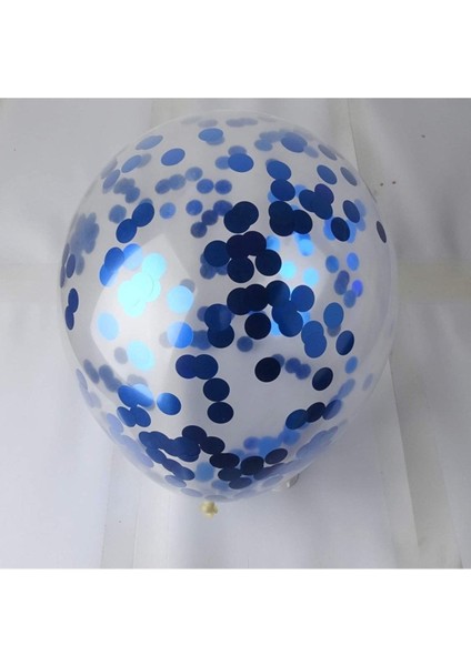 Mavi Konfetili Şeffaf Balon Seti 10 Adet