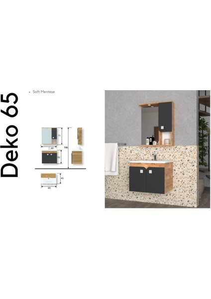 Deko 65 cm Banyo Dolabı