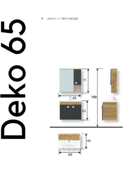 Deko 65 cm Banyo Dolabı