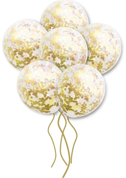 Gold Konfetili Şeffaf Balon Ve sarı Balon Seti 20 Adet fiyatları