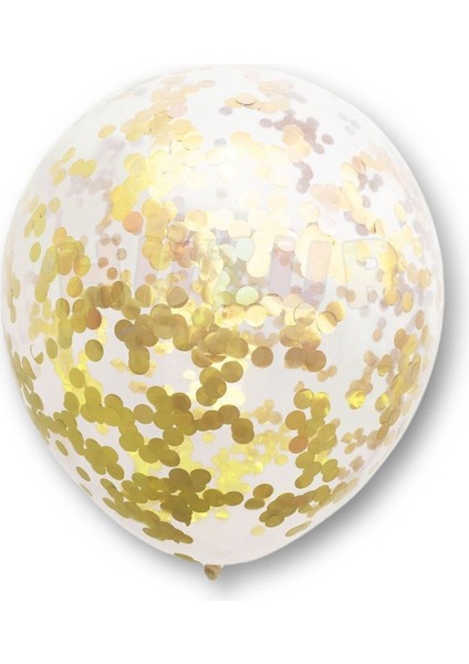 Gold Konfetili Şeffaf Balon Ve sarı Balon Seti 20 Adet fırsatları