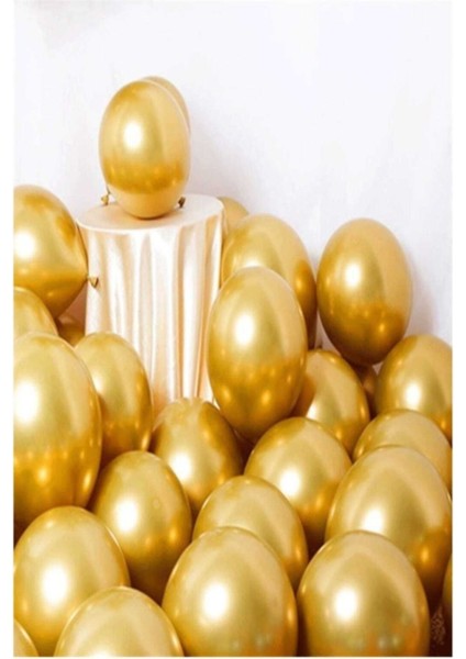 Doğum Günü Bride Bekarlığa Veda Partisi Balonu Gold Renkli Krom Balon 10 Adet