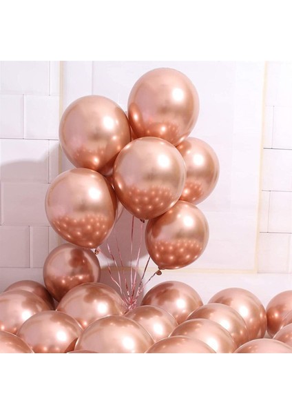 Doğum Günü Bride Bekarlığa Veda Partisi Balonu Rose Gold Renkli Krom Balon 10 Adet