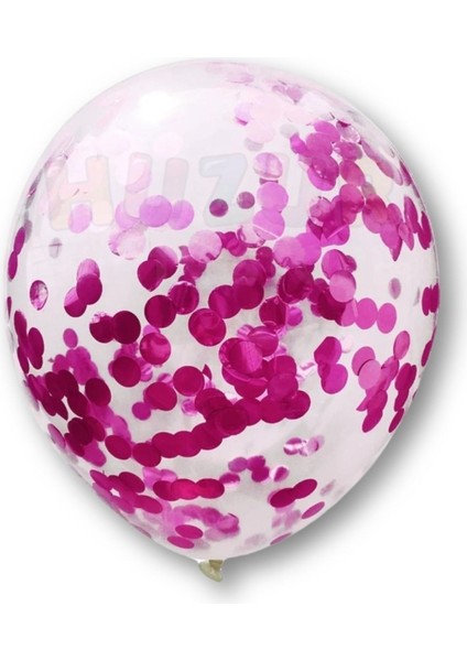 Pembe Konfetili Şeffaf Balon Ve fuşya Balon Seti 20 Adet fırsatları