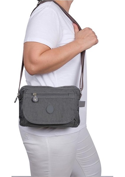 215 Klinkır Kaliteli Kumaş Bayan Çapraz Omuz Çantası Gri