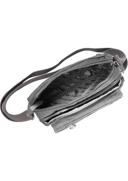 215 Klinkır Kaliteli Kumaş Bayan Çapraz Omuz Çantası Gri indirimleri