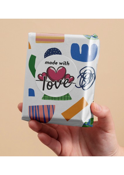 Made With Love Ambalaj Kargo Hediye Paketleme Etiketi Model 21 100 Adet 5 cm fiyatları
