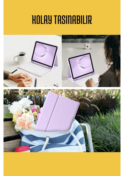 iPad Air 11 Inç M2 Çipli 2024 6. Nesil Uyumlu Klavyeli Stand Özellikli Renkli Tablet Kılıfı fırsatları