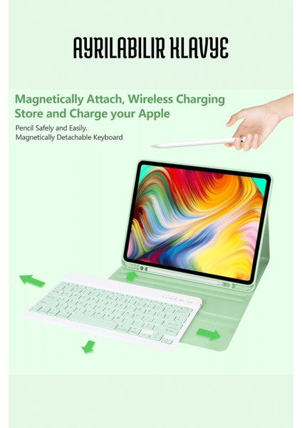 iPad Air 11 Inç M2 Çipli 2024 6. Nesil Uyumlu Klavyeli Stand Özellikli Renkli Tablet Kılıfı indirimleri
