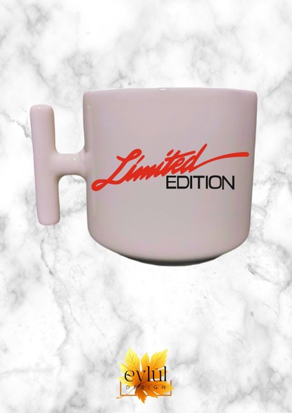 Limited Edition Yazılı Eğlenceli Krem Rengi T Saplı Özel Tasarım Baskılı T Kupa Bardak