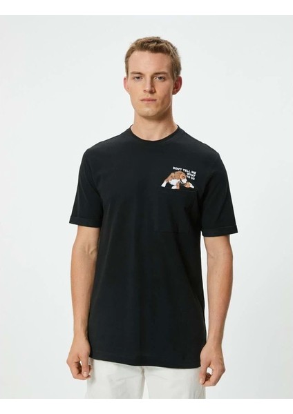 Erkek Giyim Tişört - Koton - 4SAM10946HK - Siyah - Xxl modelleri