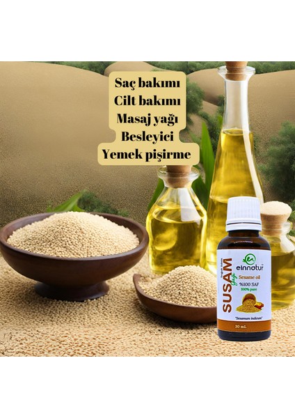 Susam Yağı, 30ML, %100 saf, Soğuk Sıkım Sesamum indicum oil