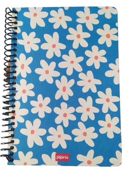 Papirüs Çiçek Spiralli Sert Kapak 16X23 100 Yaprak Çizgili Defter