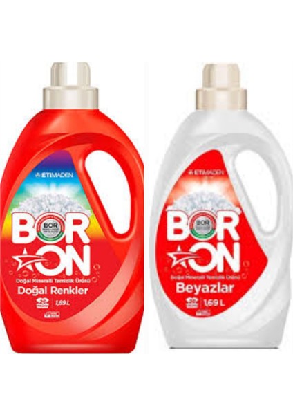 Boron Doğal Temizlik Doğal Renkler için Sıvı Deterjan+Beyazlar için 1,69 Lt 2 x 26 Yıkama