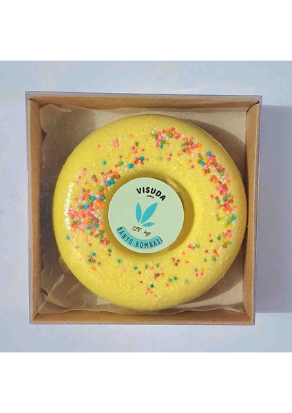 Visuda - Donut Köpüren Banyo Topu 120 Gr / Banyo Bombası & Limon Aromalı İle Ekstra Nem