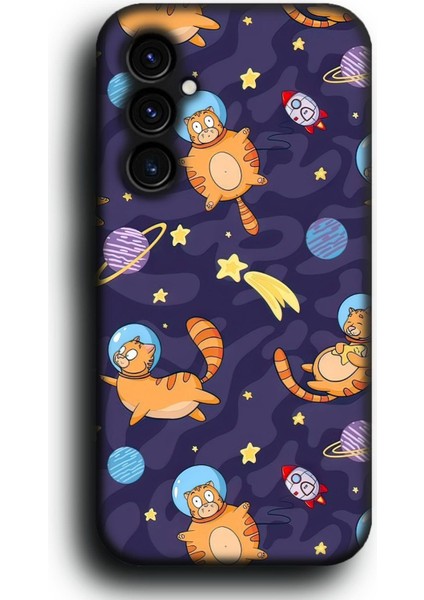 Galaxy A34 Uyumlu Lansman Telefon Kılıfı "sevimli Astronot Kedi Çizgi Film Uzay"