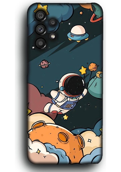 Galaxy A23 Uyumlu Lansman Telefon Kılıfı "astronot Uzayda Gezegen Ufo Cartoon"