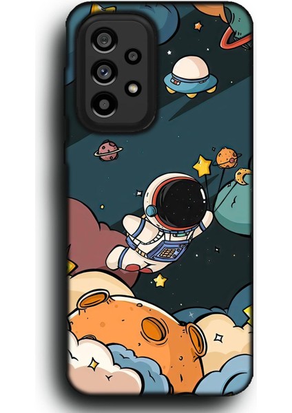 Galaxy A33 Uyumlu Lansman Telefon Kılıfı "astronot Uzayda Gezegen Ufo Cartoon"