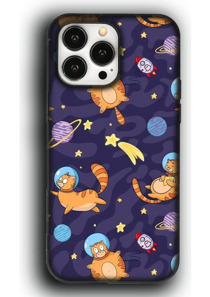 iPhone 12 Pro Max Uyumlu Lansman Telefon Kılıfı "sevimli Astronot Kedi Çizgi Film Uzay"