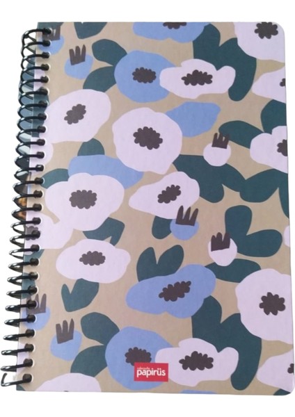 Papirüs Çiçek Spiralli Sert Kapak 16X23 100 Yaprak Kareli Defter