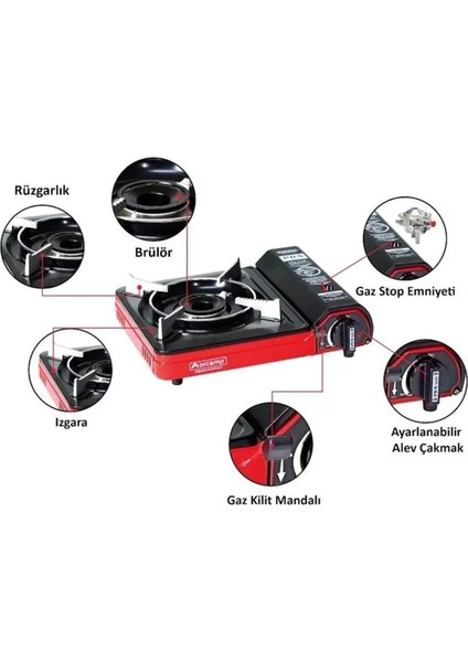 Kamp Ocak Gaz Stop Emniyetli CK-505 + 227 Kartuş Gkh modelleri