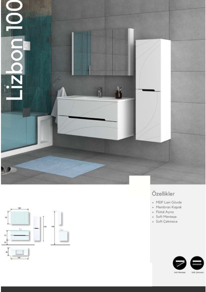 Lizbon 100 cm Banyo Dolab