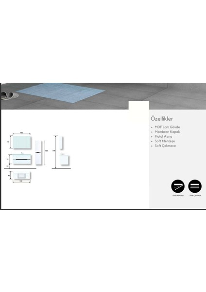 Lizbon 100 cm Banyo Dolab