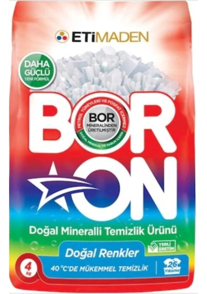 Boron Çamaşır Deterjanı 4kg Toz Doğal Mineralli Renkliler İçin 26 Yıkama