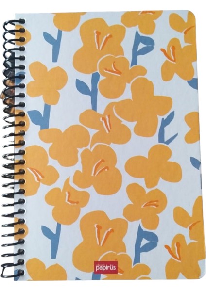 Papirüs Çiçek Spiralli Sert Kapak 16X23 100 Yaprak Kareli Defter