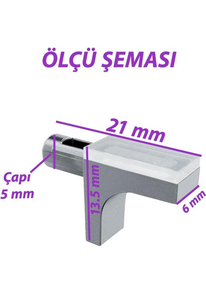 Raf Pimi Düz Vantuzlu Cam Ahşap Metal Raf Tutucu Çivisi Mobilya Dolap Pimi (100 Adet)