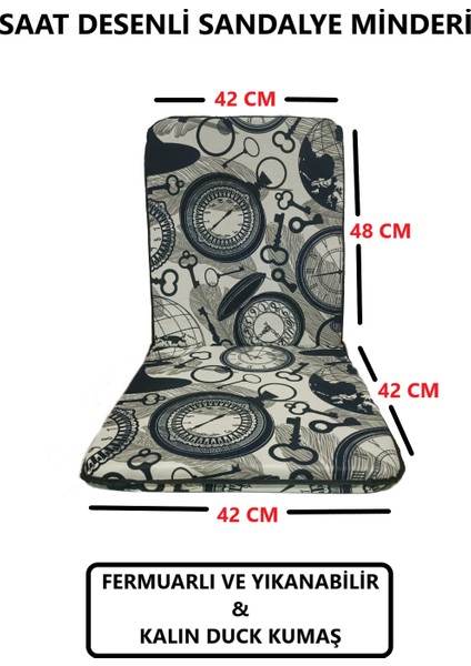 Sandalye Minderi ( 4 Adet ) Masa Örtüsü (120X180) 4 cm Sünger Fermuarlı Lastikli Yıkanabilir