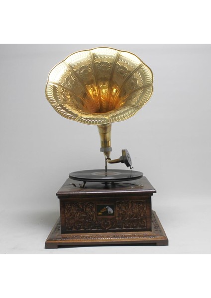 El Yapımı Ahşap Gramofon Vintage Tarz 36x36x65 cm Hediye Seçeneği