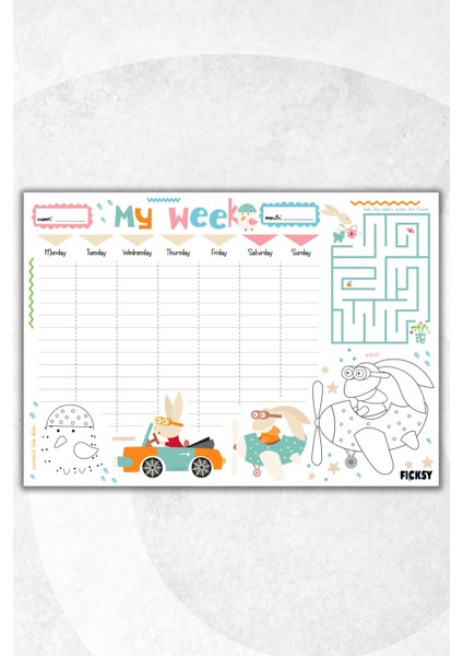 Haftalık Planlayıcı A4 Ebat Sevimli Tavşan 30 Yaprak Weekly Planner