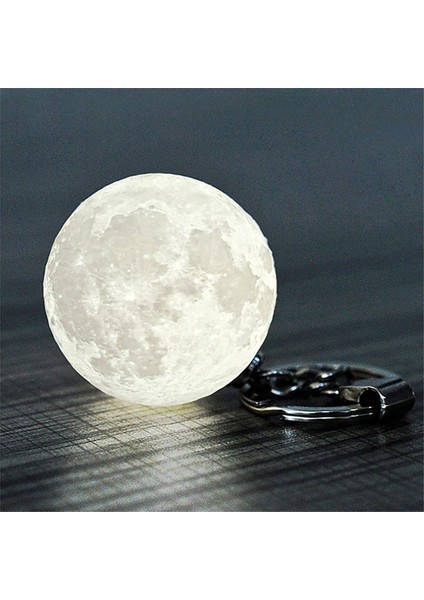 Melek Store  3D LED Anahtarlık  Moon Lamba Işıklı Ay Anahtarlık