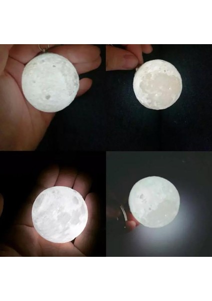 Melek Store  3D LED Anahtarlık  Moon Lamba Işıklı Ay Anahtarlık