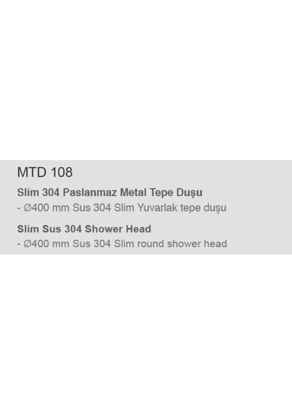 Banyo Oval Slim Tepe Duş Başlığı Çap 40 cm Paslanmaz Metal