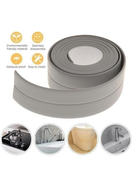 Gri Su Sızdırmaz Banyo Mutfak Lavabo Küvet Izolasyon Şerit Bant 3.2 Metre Lavabo Kenar Bandı indirimleri