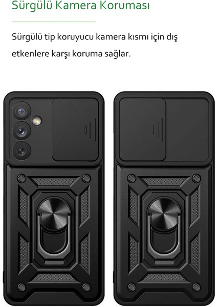 Samsung Galaxy A34 Telefon Kılıfı Selfie Yüzüklü Sürgülü Kamera Korumalı Siyah Renk fiyatları