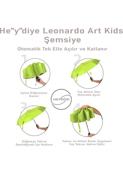 Leonardo Art Kids (UDF50+ Güneş / Yağmur) Otomatik Açılır Şemsiye