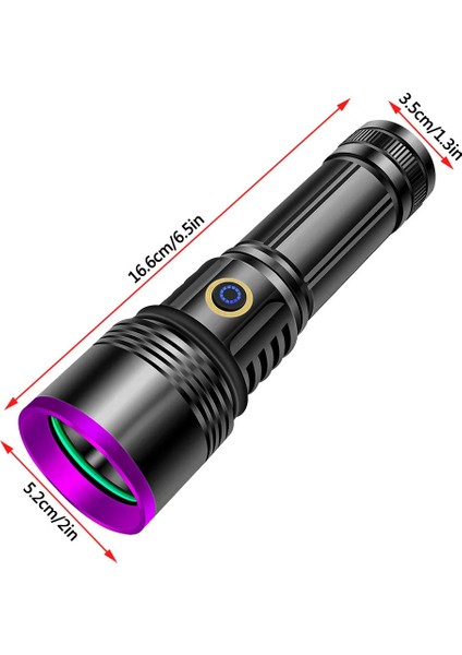 F.b.ı F-365 Uv LED Mor Işıklı 20WATT Şarjlı 26650 Pilli Profesyonel El Feneri